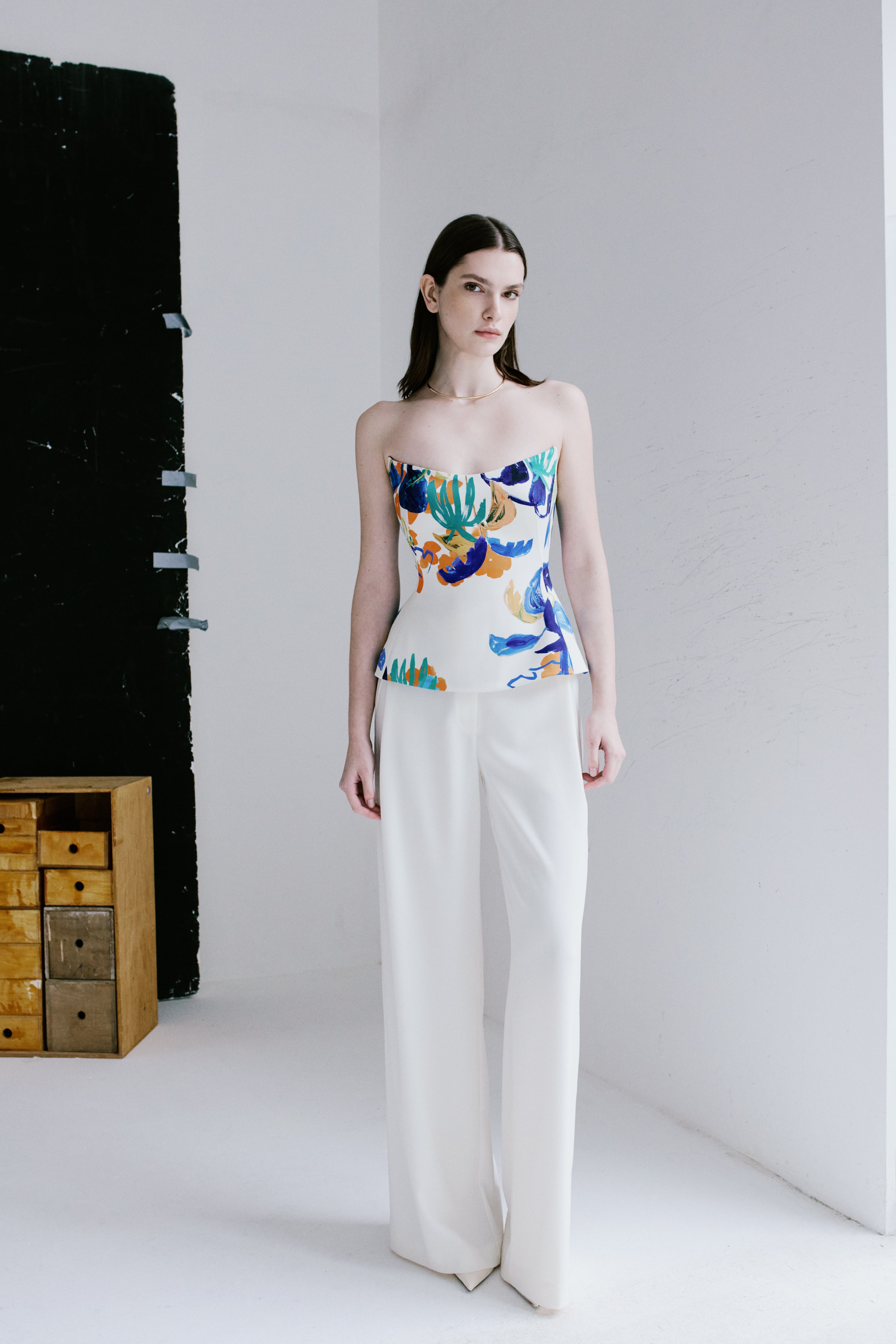 Wide Leg Crepe Trousers