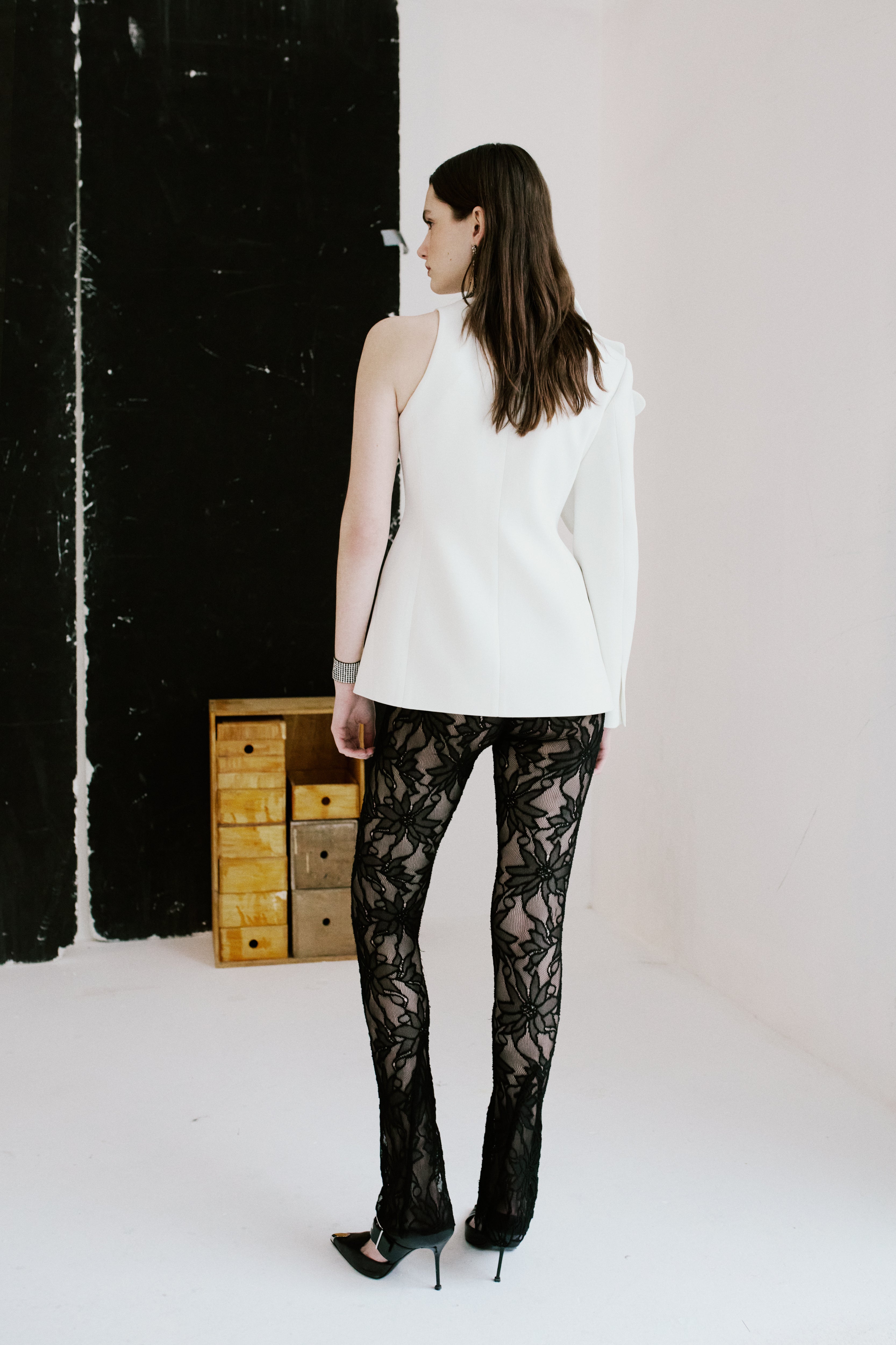 Floral Appliqued Single Sleeve Jacket