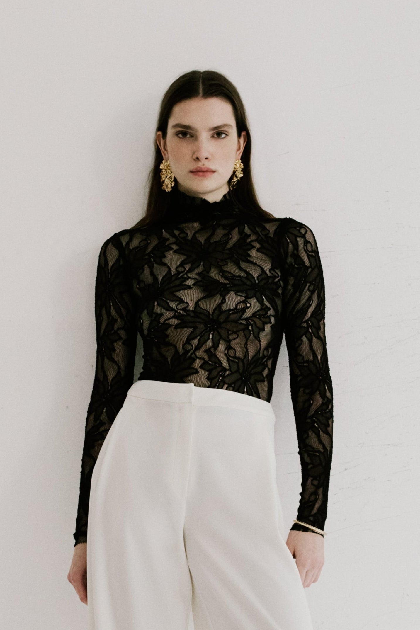 Wide Leg Crepe Trousers